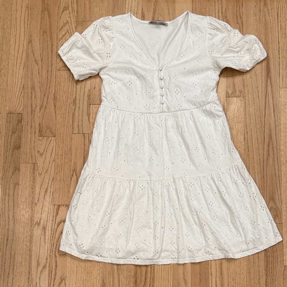 Loft White Eyelet Short Sleeve Dress